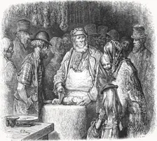 The Butcher - Newport Market Alley 1872. Creator: Gustave Doré