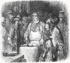 The Butcher - Newport Market Alley 1872. Creator: Gustave Doré