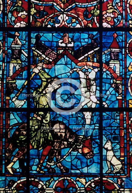 The Butchers, stained glass, Chartres Cathedral, France, 1194-1260. Artist: Unknown