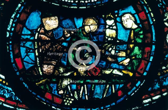 The Butchers, stained glass, Chartres Cathedral, France, 1194-1260. Artist: Unknown