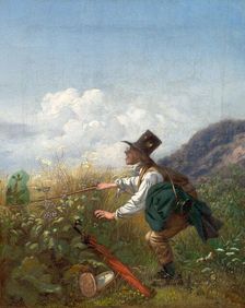 The butterfly catcher (Botanist), c. 1837. Creator: Spitzweg, Carl (1808-1885)
