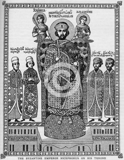 The Byzantine Emperor Nicephorus on his throne, 11th century (1908). Artist: Unknown.