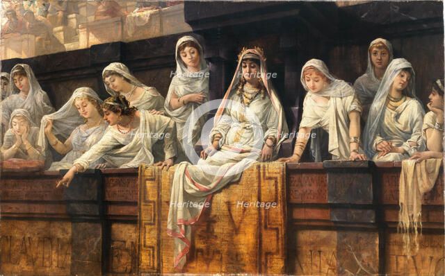 The Byzantine Empress Theodora I in her imperial box in the Hippodrome of Constantinople. Creator: Leroux (Le Roux), Louis Héctor (1829-1900).