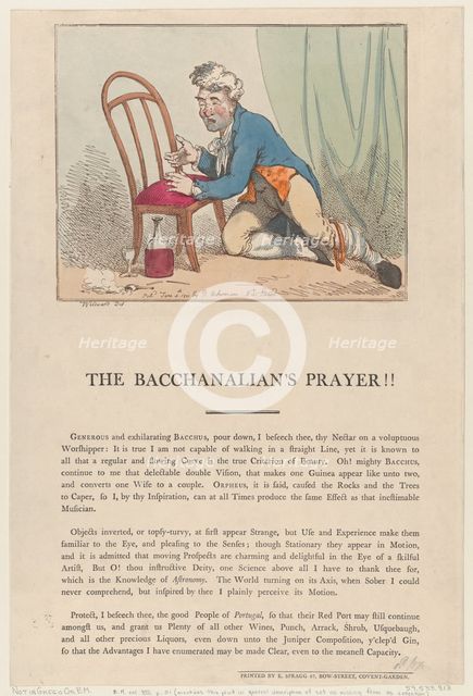 The Bacchanalian's Prayer!!, June 4, 1801., June 4, 1801. Creator: Thomas Rowlandson.