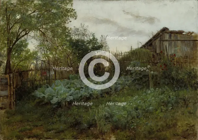 The Back Garden, between 1850 and 1860. Creator: Adolph Menzel.