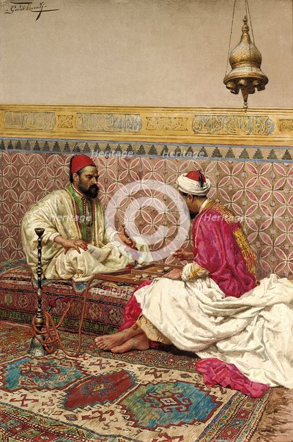 The backgammon players. Artist: Rosati, Giulio (1858-1917)