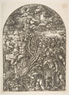 The Babylon Harlot seated on the Seven-Headed Beast, from the Apocalypse.n.d. Creator: Jean Duvet