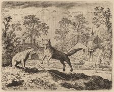 The Badger Imposes a Penance on Reynard, probably c. 1645/1656. Creator: Allart van Everdingen
