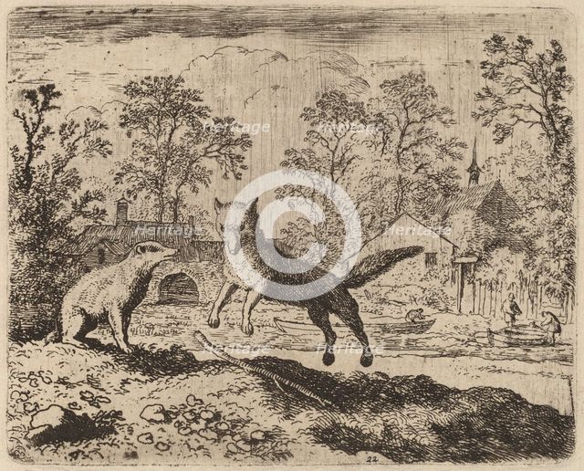The Badger Imposes a Penance on Reynard, probably c. 1645/1656. Creator: Allart van Everdingen.