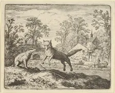 The Badger Imposes as Punishment to Jump Three Times Over a Stick on the Ground, 1650-75. Creator: Allart van Everdingen