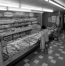 The bakery counter at the ASDA supermarket in Rotherham, South Yorkshire, 1969. Creator: Michael Walters