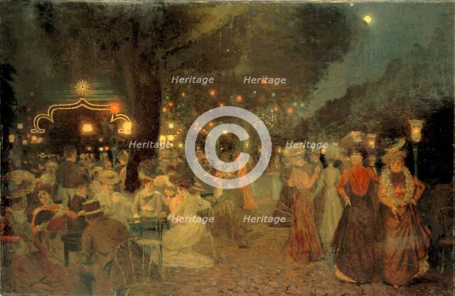 The Bal Bullier garden, at night, 1902. Creator: Ludovic Vallee.