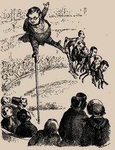 The balancing act Cavour must perform to keep his ministry afloat, 1853. Creator: Anonymous