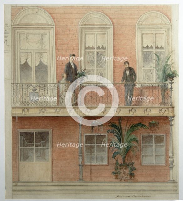 The Balcony Project for the Schwarz Family's House in the Estate Bely Kolodets, 1875. Artist: Litovchenko, Alexander Dmitrievich (1835-1890)