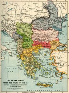 The Balkan States After the Wars of 1912-13 (c1920). Creator: John Bartholomew & Son