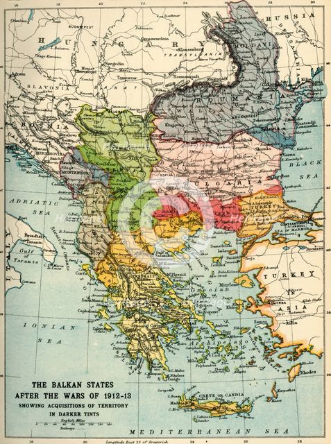 'The Balkan States After the Wars of 1912-13', (c1920). Creator: John Bartholomew & Son.