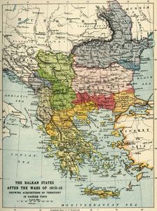 The Balkan States After the Wars of 1912-13 (c1920). Creator: John Bartholomew & Son