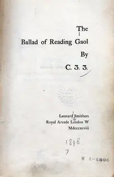 The Ballad of Reading Gaol by C.3.3., 1898. Creator: Unknown