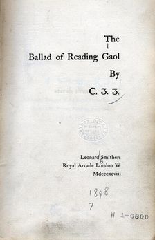 The Ballad of Reading Gaol by C.3.3., 1898. Creator: Unknown