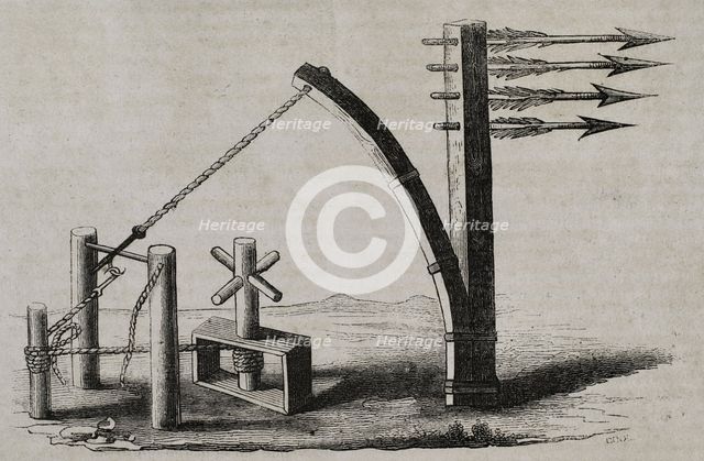 The ballista or bolt thrower - missile launcher, 1852.  Creator: Unknown.