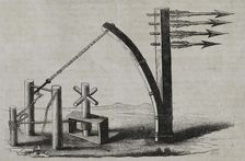 The ballista or bolt thrower - missile launcher, 1852. Creator: Unknown