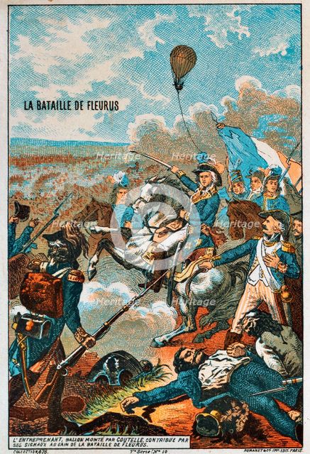 The balloon 'Entreprenant', flown by Coutelle, at the Battle of Fleurus, 1794 (1890s). Artist: Anon