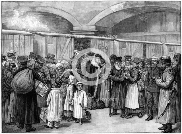 The Baltic Railway Station, expulsion of Jews from St Petersburg, Russia, 1891.Artist: B Baruch