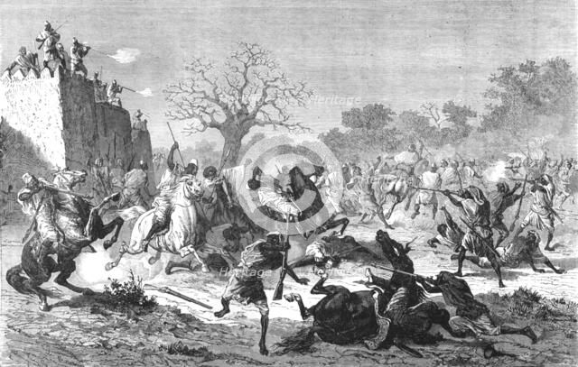 ''The Bambaras attack the Besiegers; Journey from the Senegal to the Niger', 1875. Creator: Unknown.