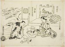 The Bamboo Flute and the Potted Tree (Shakuhachi hachi-no-ki), no. 12 from a series of ..., c1716/35 Creator: Okumura Masanobu
