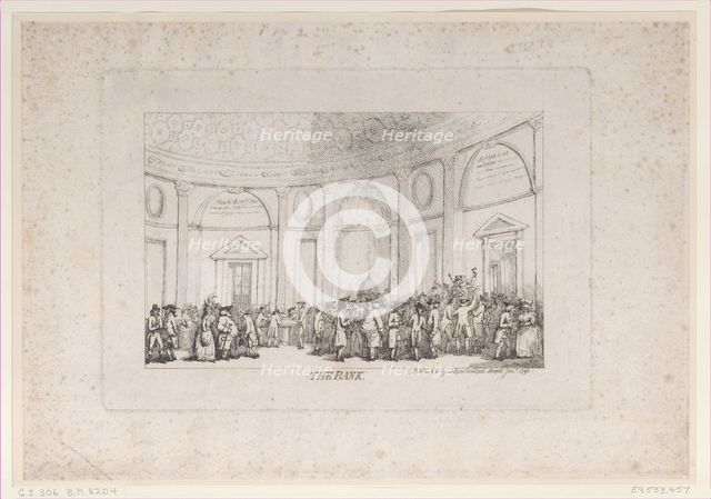 The Bank, January 1792 (reissued)., January 1792 (reissued). Creator: Thomas Rowlandson.