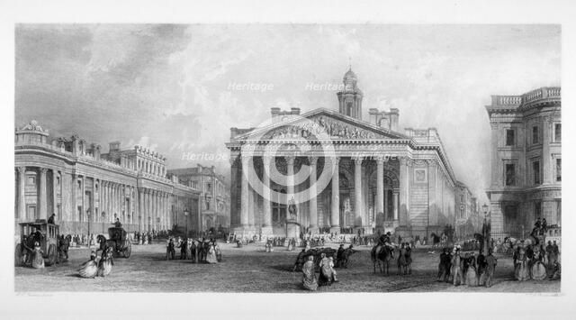 The Bank of England and Royal Exchange, City of London, c1845.                                       Artist: TA Prior