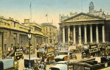 The Bank of England and Royal Exchange, London, c1910. Creator: Unknown