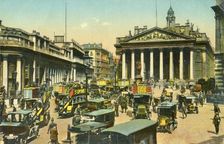 The Bank of England and Royal Exchange, London, c1910. Creator: Unknown