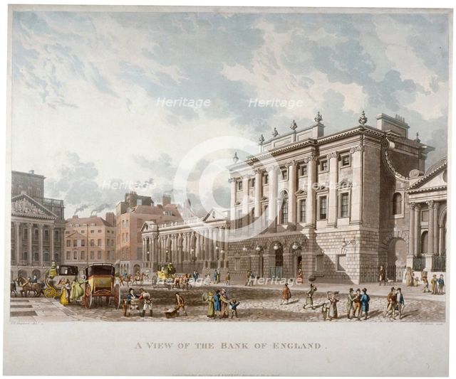 The Bank of England, City of London, 1816.   Artist: Daniel Havell