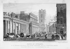 The Bank of England, City of London, 1827. Artist: William Tombleson