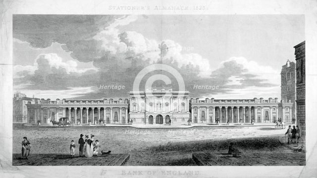 The Bank of England, City of London, c1824. Artist: Anon