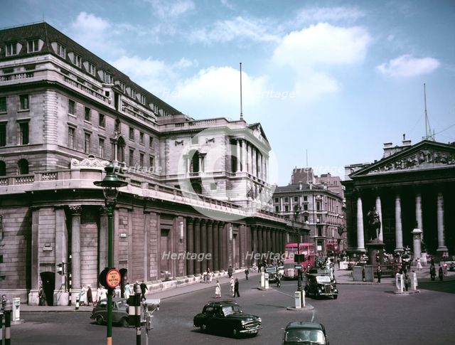 The Bank of England, London, at the time of the coronation of Elizabeth II, 1953. Creator: Arthur Charles Kirby Ware.