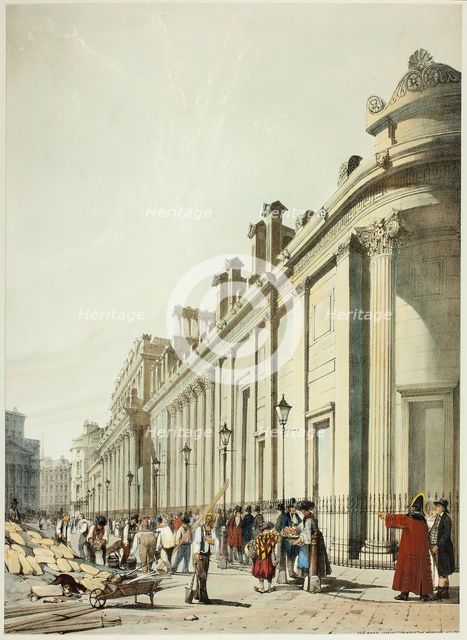 The Bank Looking Towards the Mansion House, from Original Views of London as It Is, 1842. Creator: Thomas Shotter Boys.