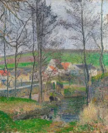 The banks of the Viosne at Osny in grey weather, 1883. Artist: Pissarro, Camille (1830-1903)