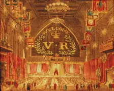 The banquet given for Queen Victoria at the Guildhall, London, 1837. Artist: Anon