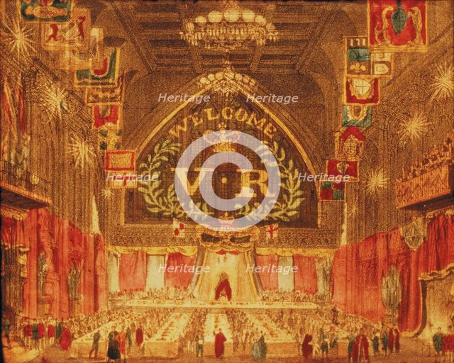 The banquet given for Queen Victoria at the Guildhall, London, 1837. Artist: Anon