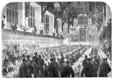 The banquet given to M. Berryer in the Middle Temple Hall by the members of the English Bar, 1864. Creator: Unknown