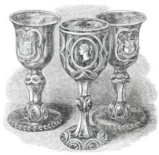 The Banquet in the Guildhall at York - Cups used by the Lord Mayor..., 1850. Creator: Unknown