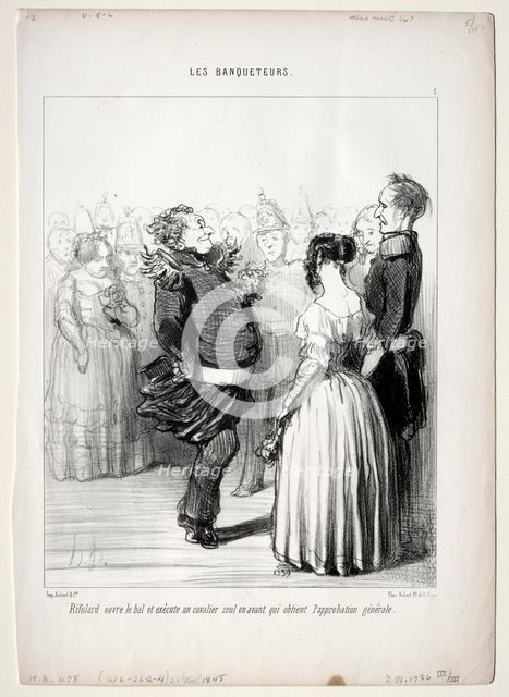 The Banqueters, plate 5: Rifolard opens the ball, 1848. Creator: Honoré Daumier (French, 1808-1879).