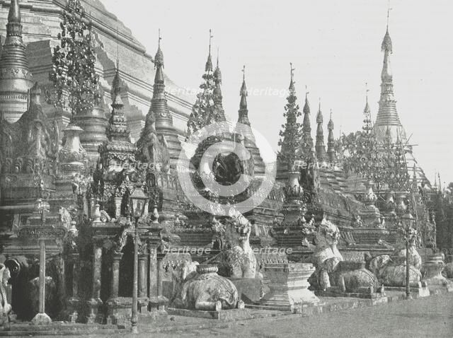 The base of the Grand Pagoda, Rangoon, Burma, 1895.  Creator: Unknown.