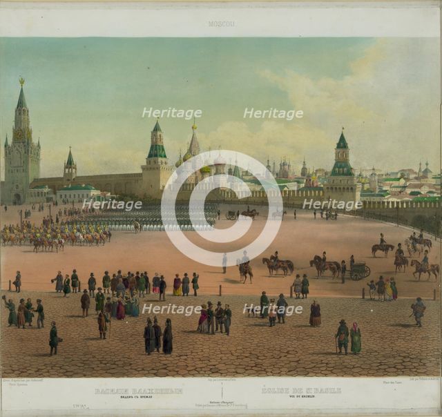 The Basil Cathedral at the Red Square in Moscow (from a panoramic view of Moscow in 10 parts), ca 1848. Artist: Benoist, Philippe (1813-after 1879)
