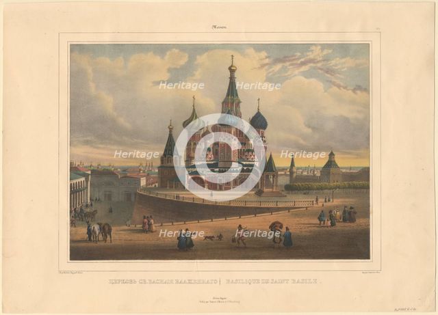 The Basil Cathedral in Moscow, 1845. Artist: Bichebois, Louis-Pierre-Alphonse (1801-1850)