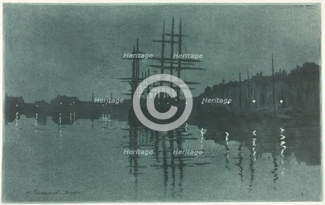 The Basin at Dieppe, 1883/89. Creator: Henri-Charles Guerard.