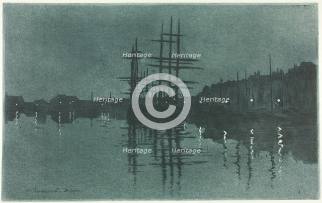 The Basin at Dieppe, 1883/89. Creator: Henri-Charles Guerard.