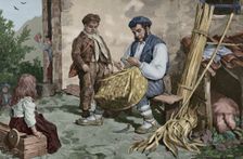 The basket maker of Peñamellera, Asturias, Spain, 1881. Creator: Jose Cuevas